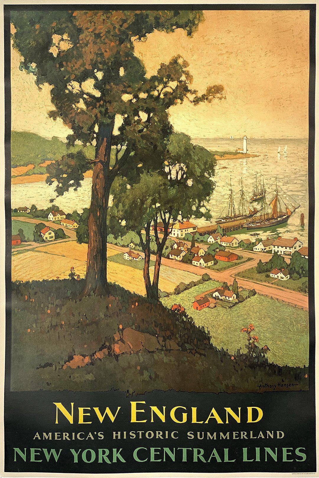 Original New York Central Lines to New England Vintage Poster by Anthony Hansen