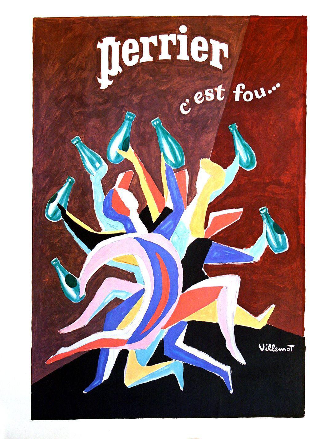 Original Vintage Perrier Poster by Bernard Villemot - C'Est Fou 1979