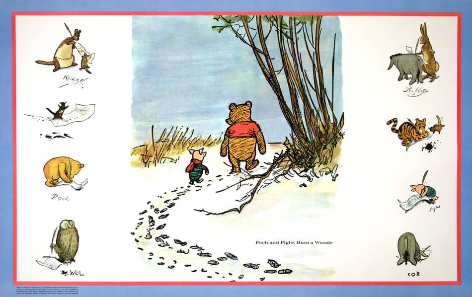 Original Vintage Winnie the Pooh Poster by EH Shepard 1975 Childrens Book
