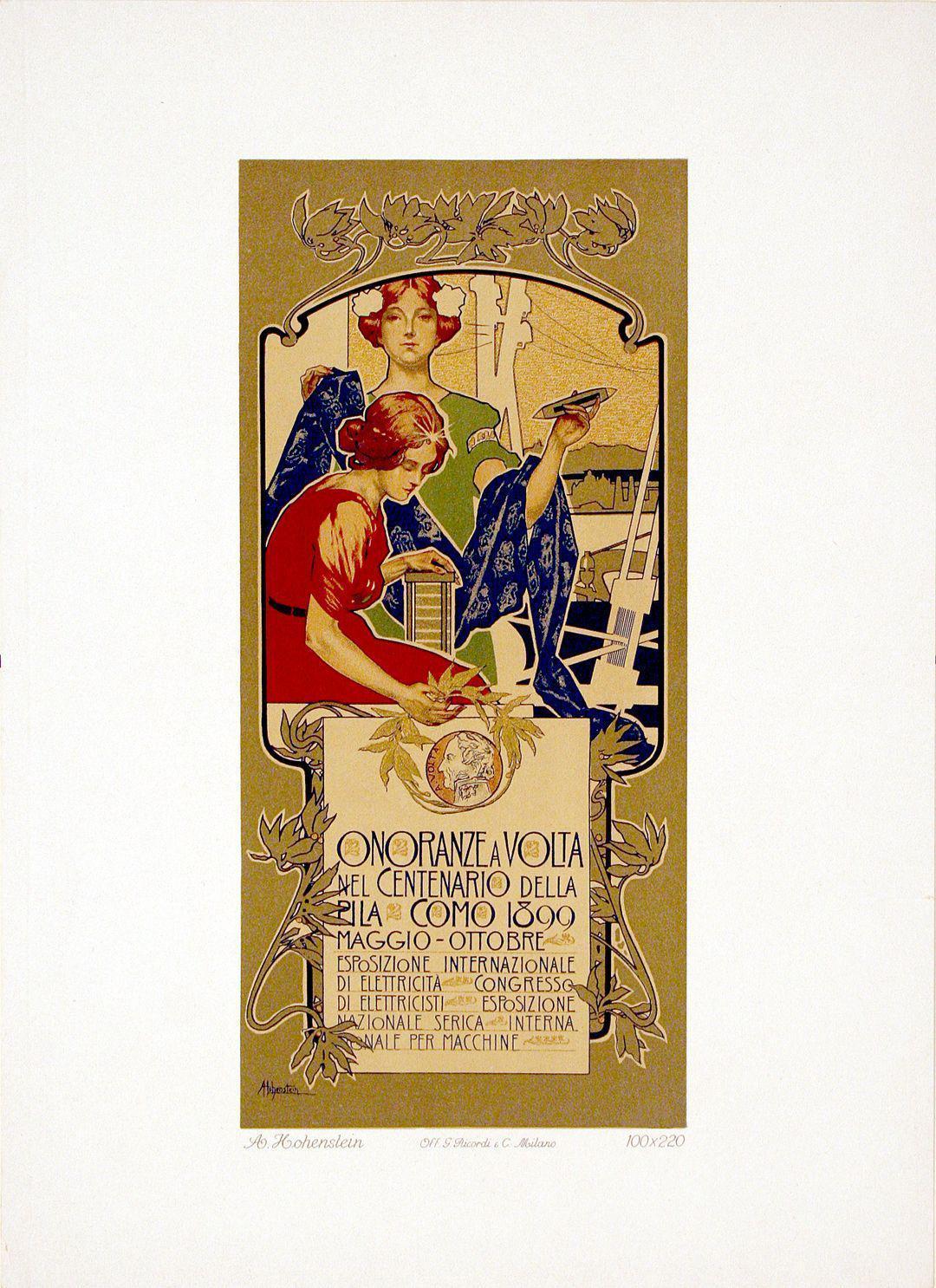 Original Ricordi Vintage Poster for Exposition in Honor of Allessandro Volta