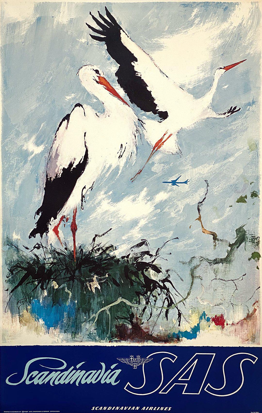 Original Vintage SAS Scandinavia Poster by Otto Nielsen c1955