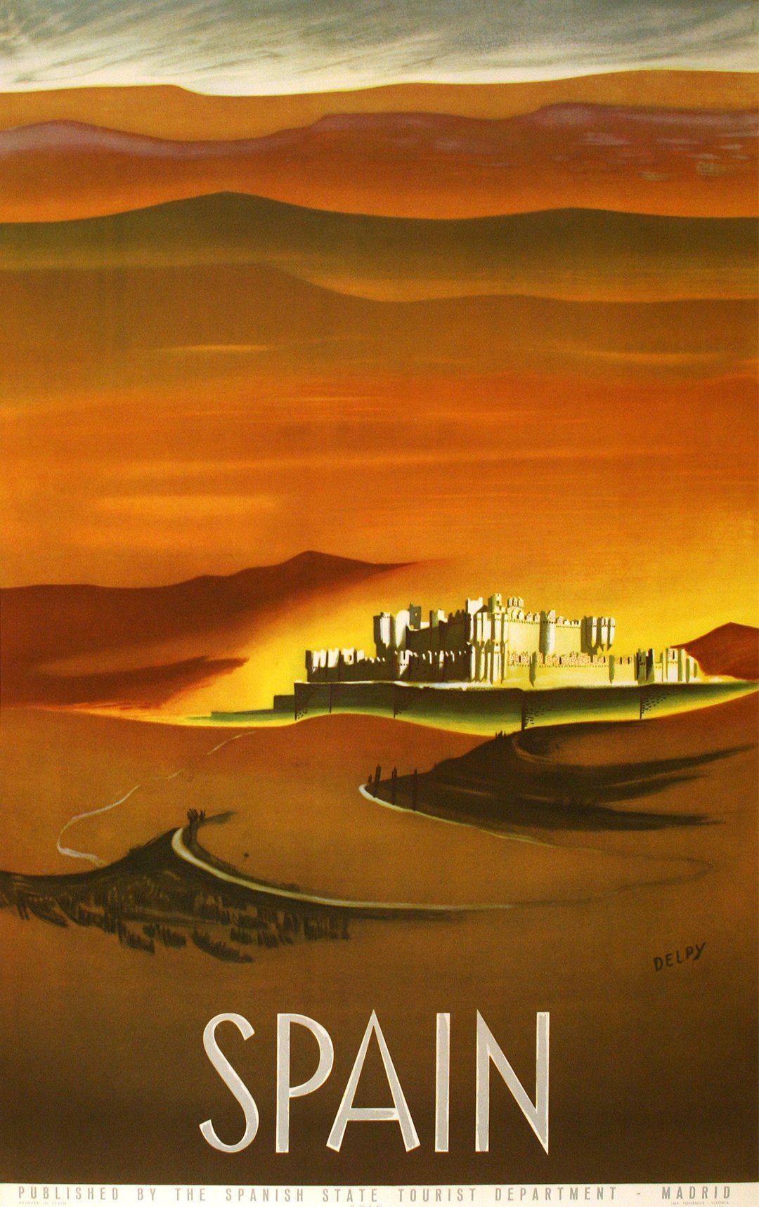 Original Vintage Spain Travel Poster by Delpy c1955