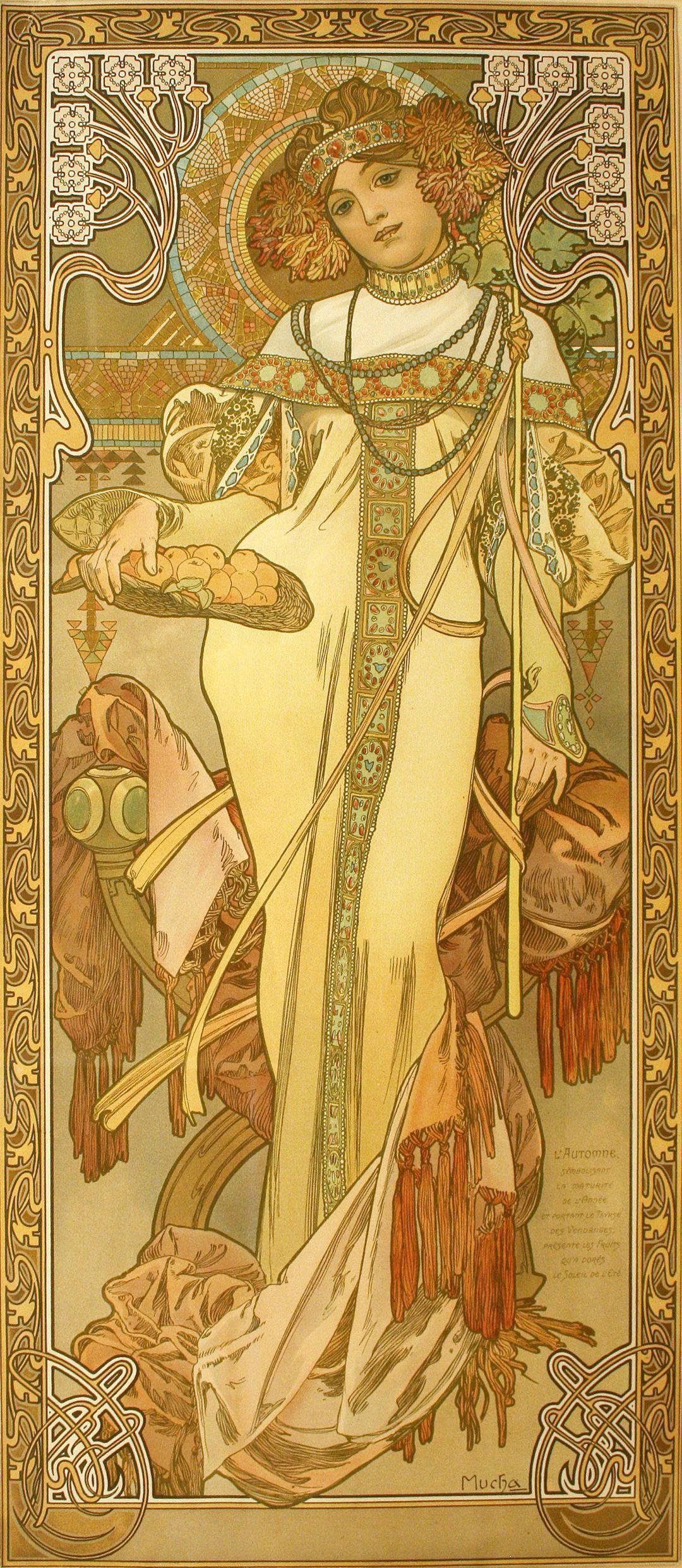 Original Poster by Alphonse Mucha - The Seasons Autumn 1900