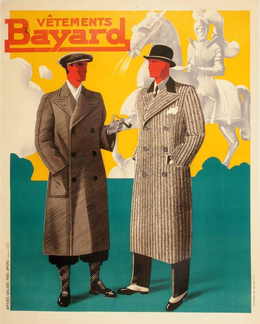 Original 1932 French Poster for Bayard Clothing - 2 Elegant Men