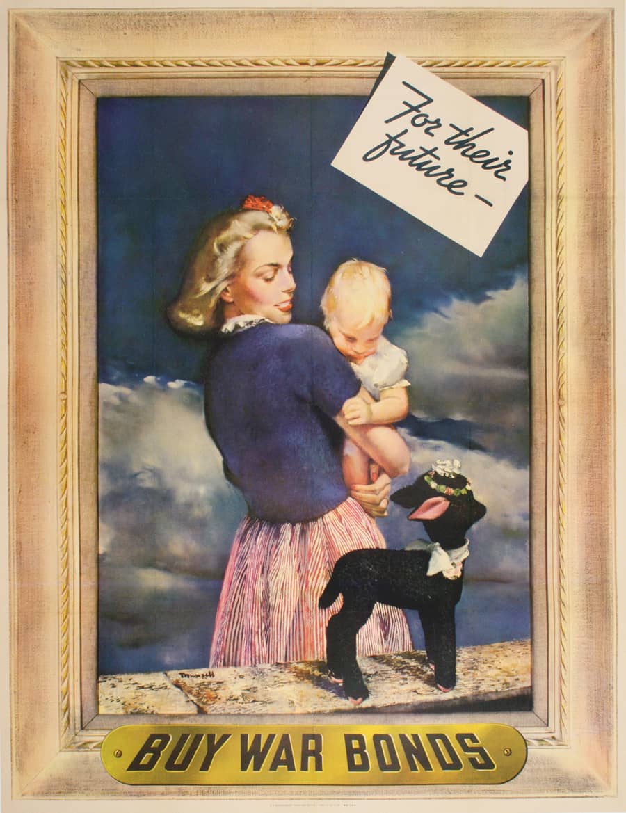 Original Vintage WWII Poster - For Their Future Buy War Bonds by Munsell 1943