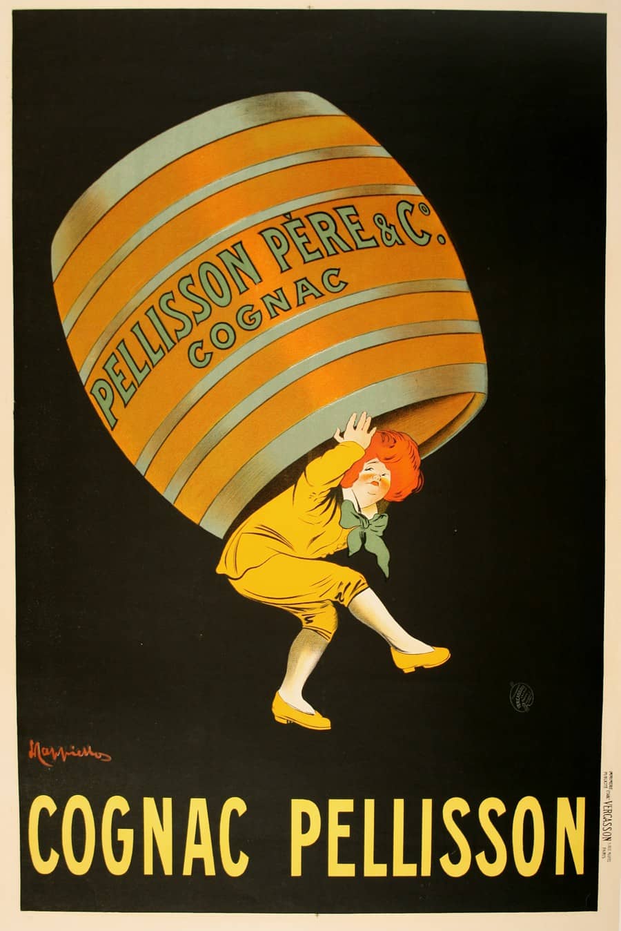 Original Vintage Leonetto Cappiello 1920's Cognac Pellisson Poster Small Size