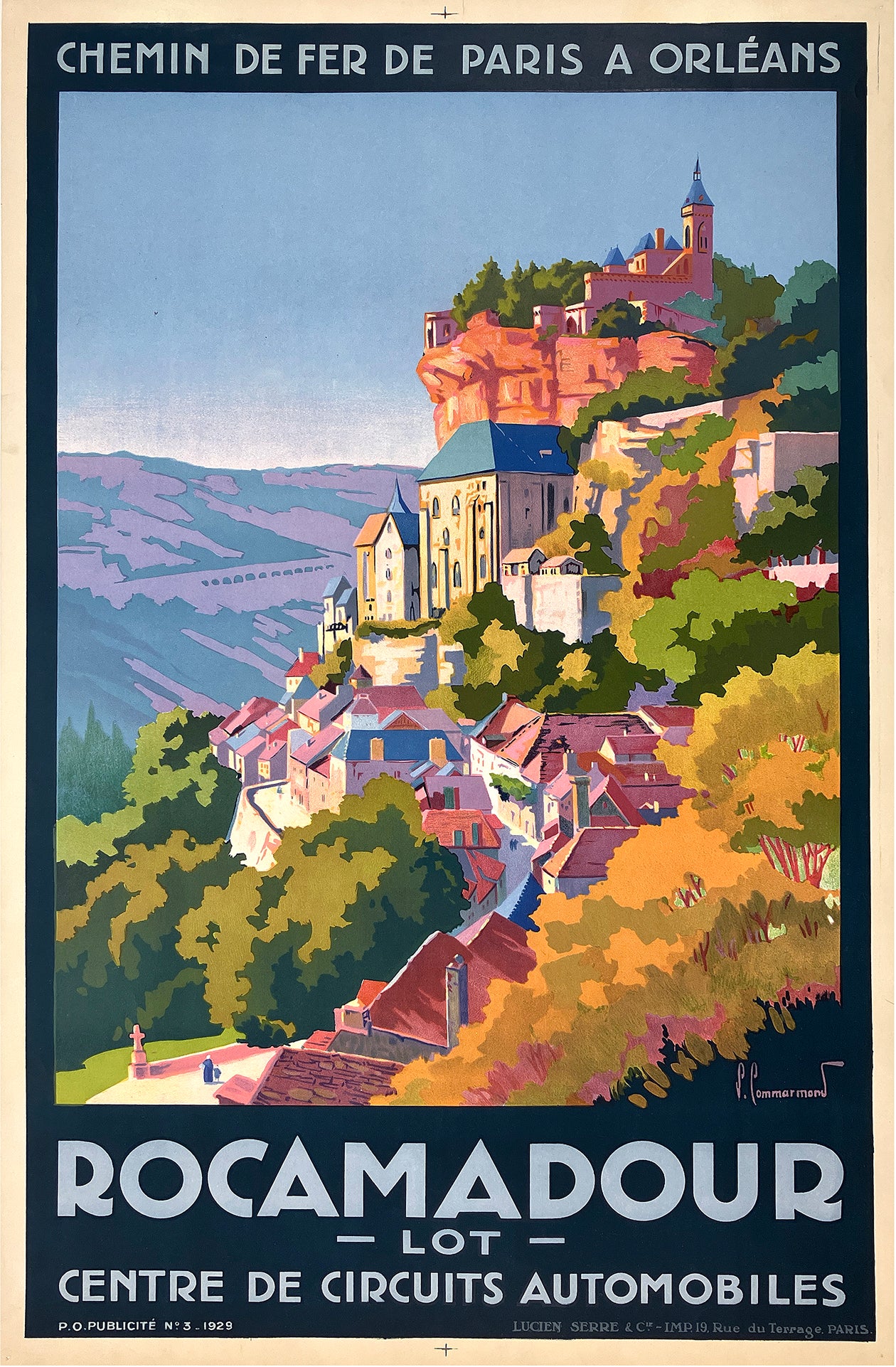 Original Vintage French Travel Poster - Rocamadour by Pierre Commarmond 1929