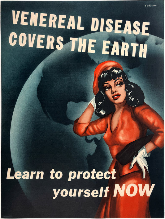 Original Vintage WWII Venereal Disease Covers The Earth Poster by F. Williams C1940
