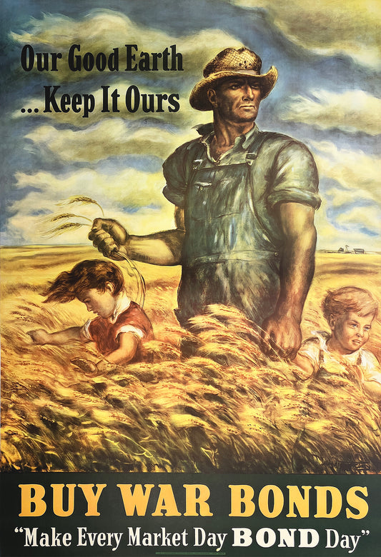 Original Vintage Our Good Earth Keep It Ours WWII Poster by John Steuart Curry 1942 - Large Format