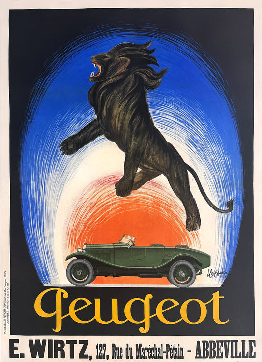 Original Vintage Leonetto Cappiello Peugeot Lion Poster 1925