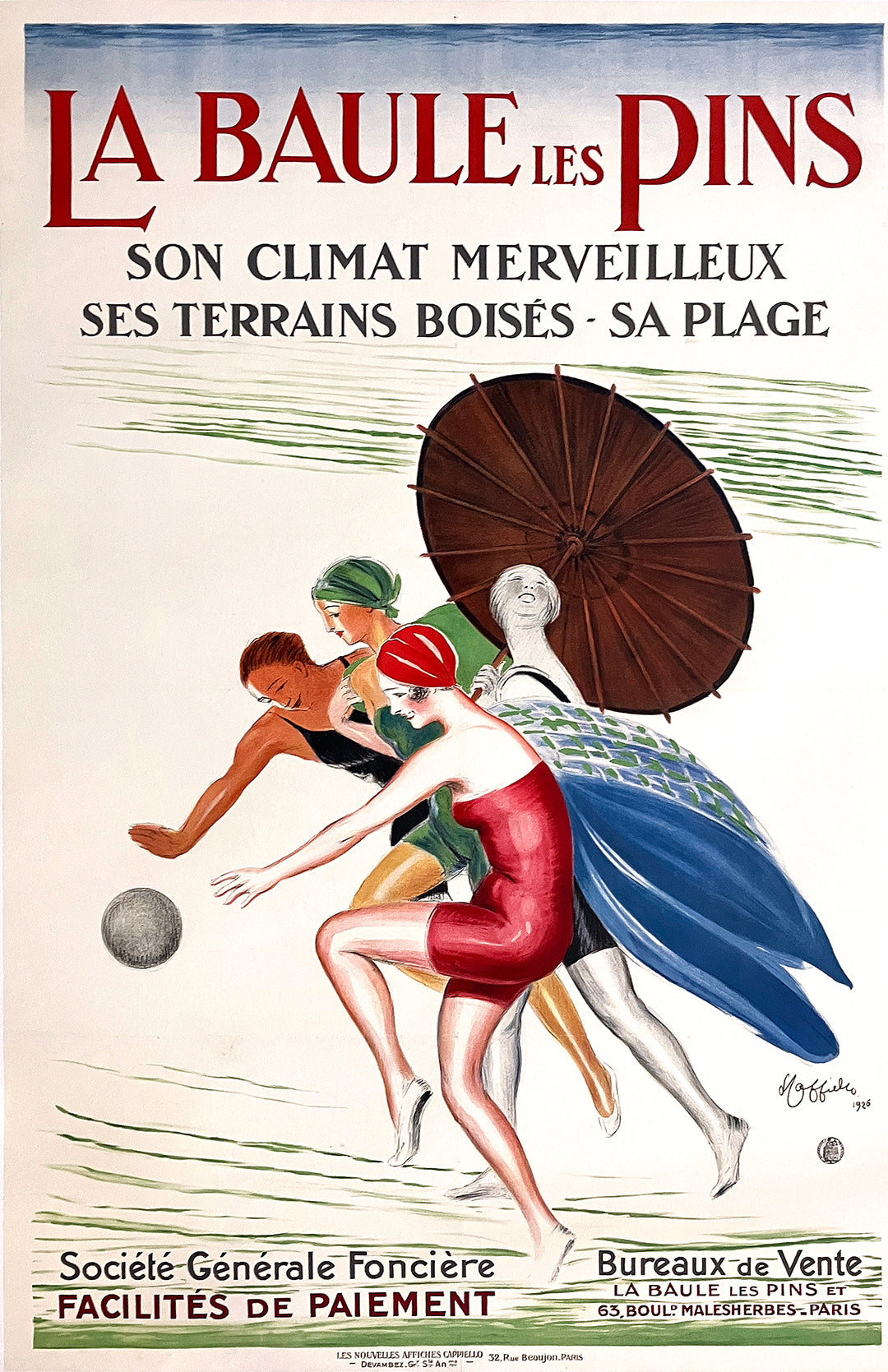 Original Leonetto Cappiello La Baule Les Pins Poster 1926 - RARE 