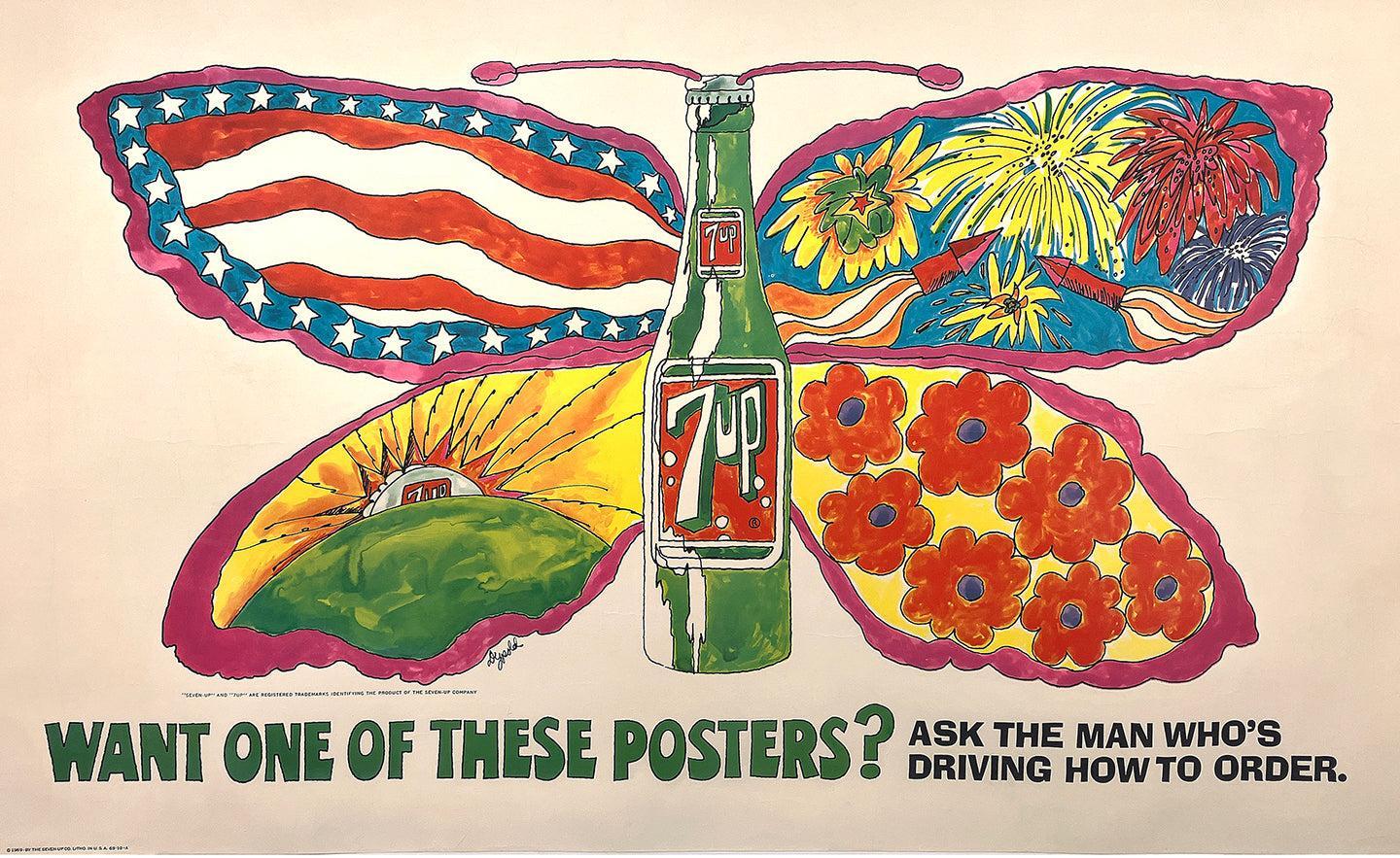 Original Vintage & Up Butterfly Poster c1970 by Pat Dypold