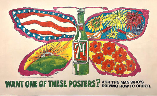 Original Vintage & Up Butterfly Poster c1970 by Pat Dypold