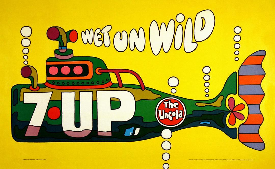 7up uncola wet un wild ビニールバナー 1970 7 Up Wet Un Wild Yellow Submarine