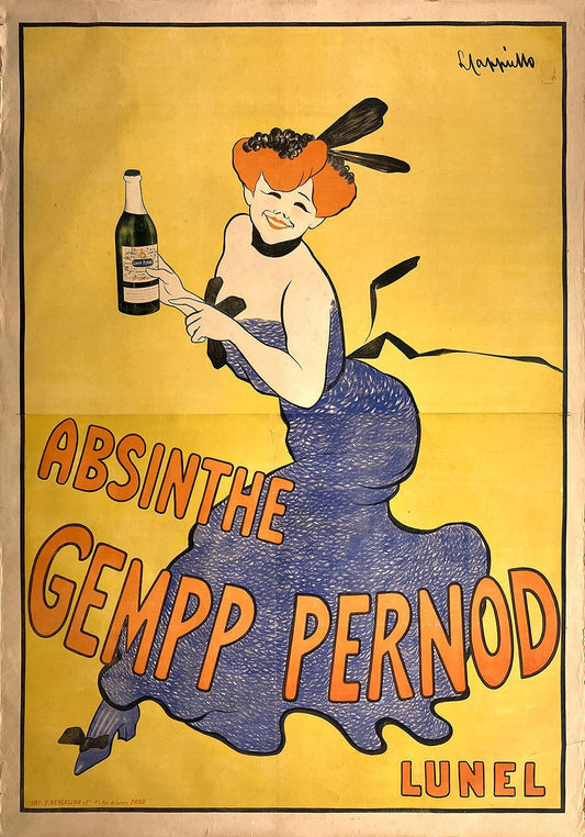 Original Vintage Leonetto Cappiello Absinthe Gempp Pernod Poster 1903 - Ultra Rare!