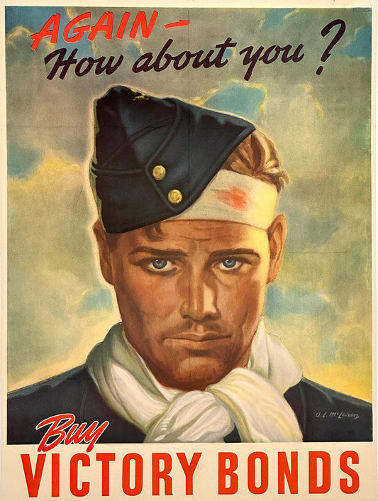 Original Vintage WWII Poster Buy Victory Bonds Again How About You by McLaron