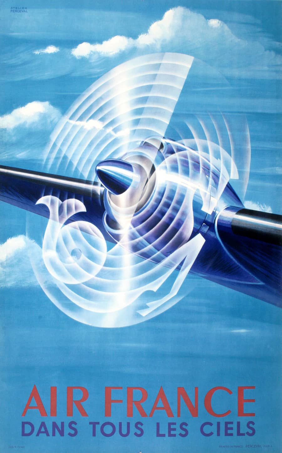 Orignial Vintage Air France - Dans Tous Les Ciels  Poster by Perceval 1948