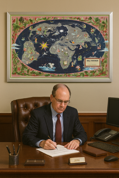 Air France Map - Blue Pink