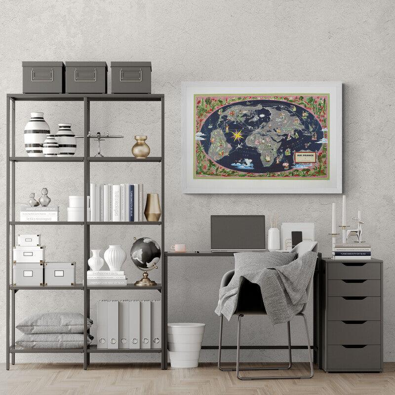 Air France Map - Blue Pink