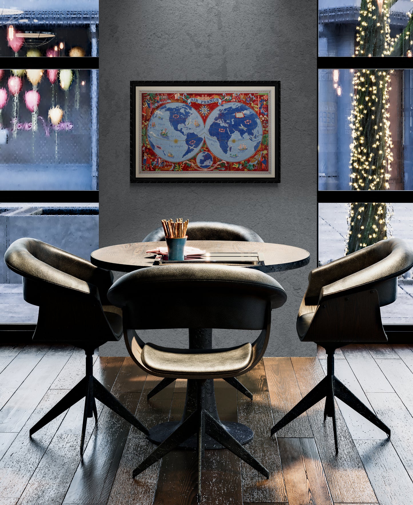 Air France Map - Burgundy Small