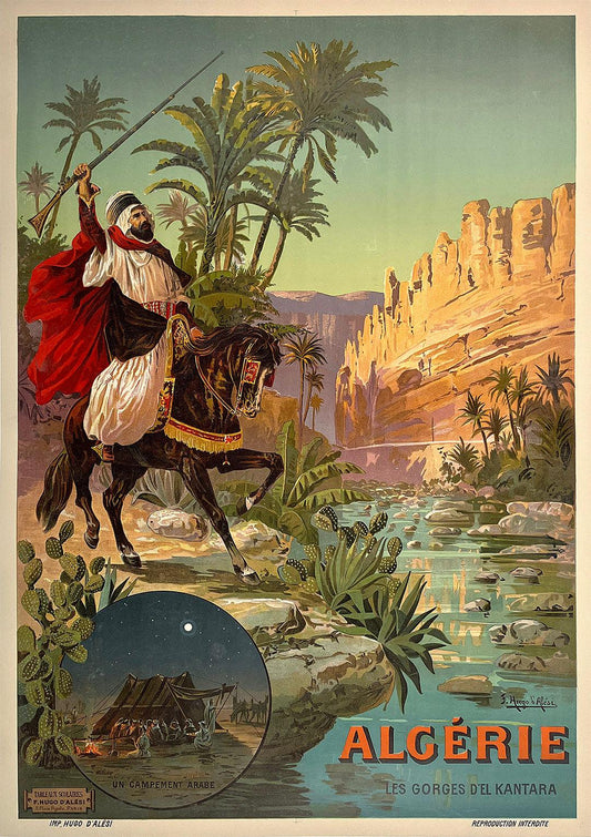 Original Vintage Algerie Les Gorges d'El Kantara Poster by Hugo d'Alesi Algeria