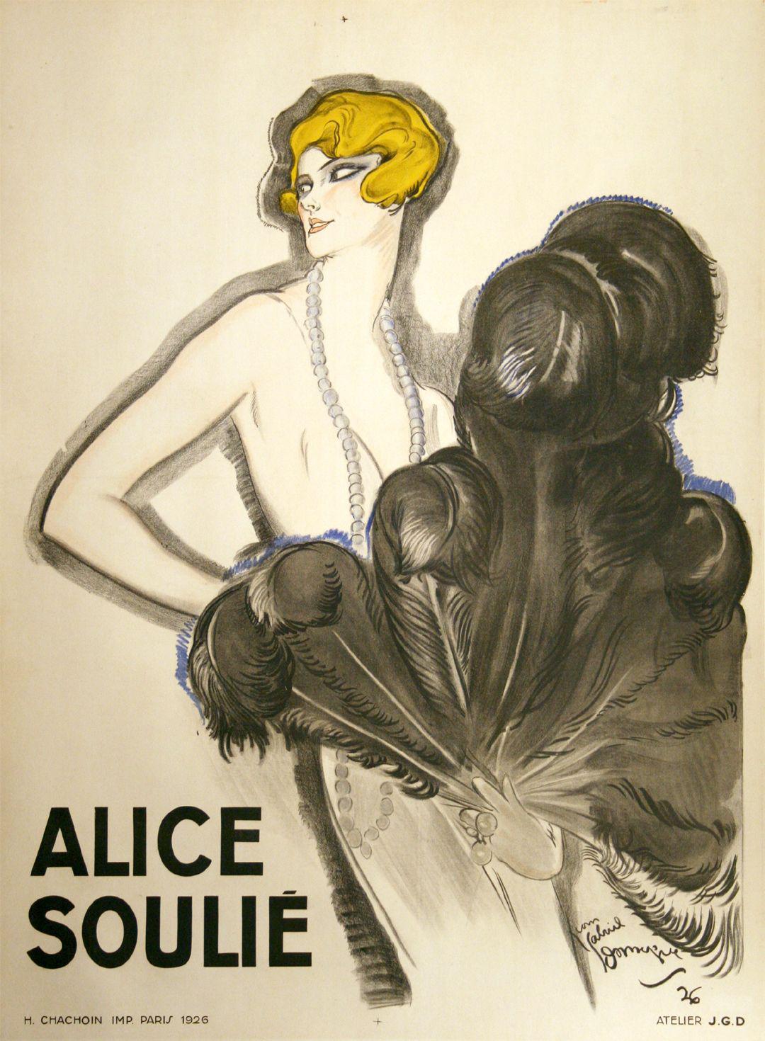 Original Alice Soulie Poster 1926 by Domergue -  Cabaret Performer