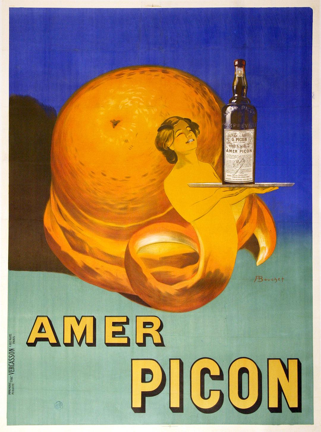 Amer Picon Poster 1910 by Bouchet Woman with Orange Peel