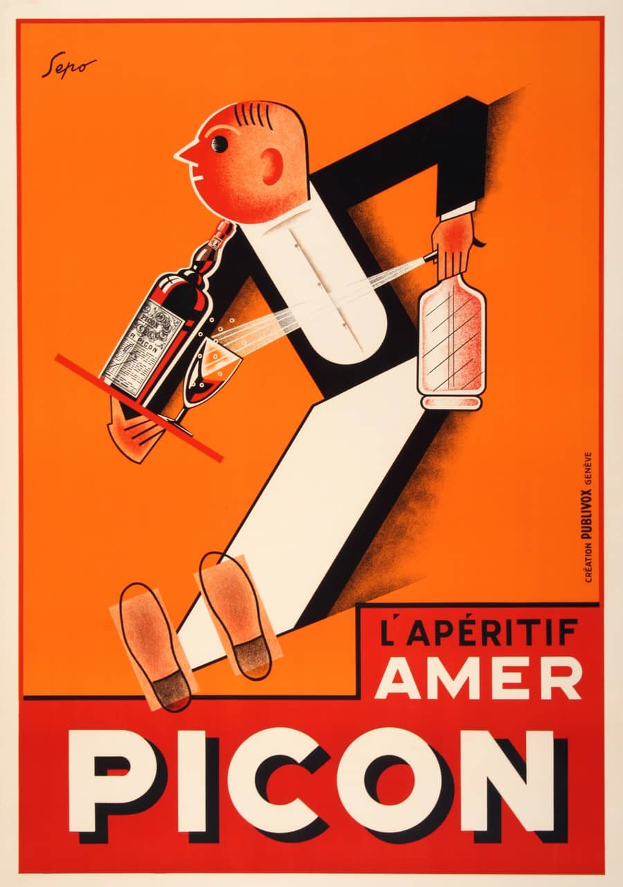 Amer Picon Waiter Original Vintage Swiss Poster c1935 by Sepo