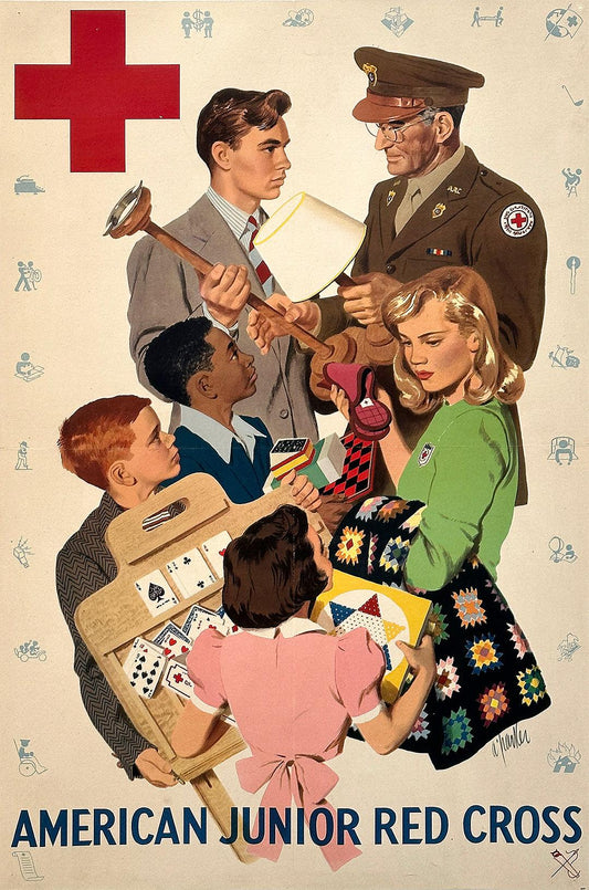 Original Vintage American Junior Red Cross WWII Poster by Al Parker 1944