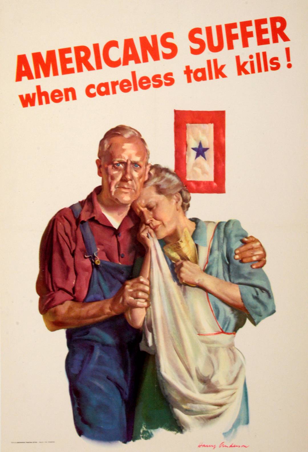 Original Vintage American WWII Poster 1943 - Americans Suffer When Careless Talk Kills by Anderson