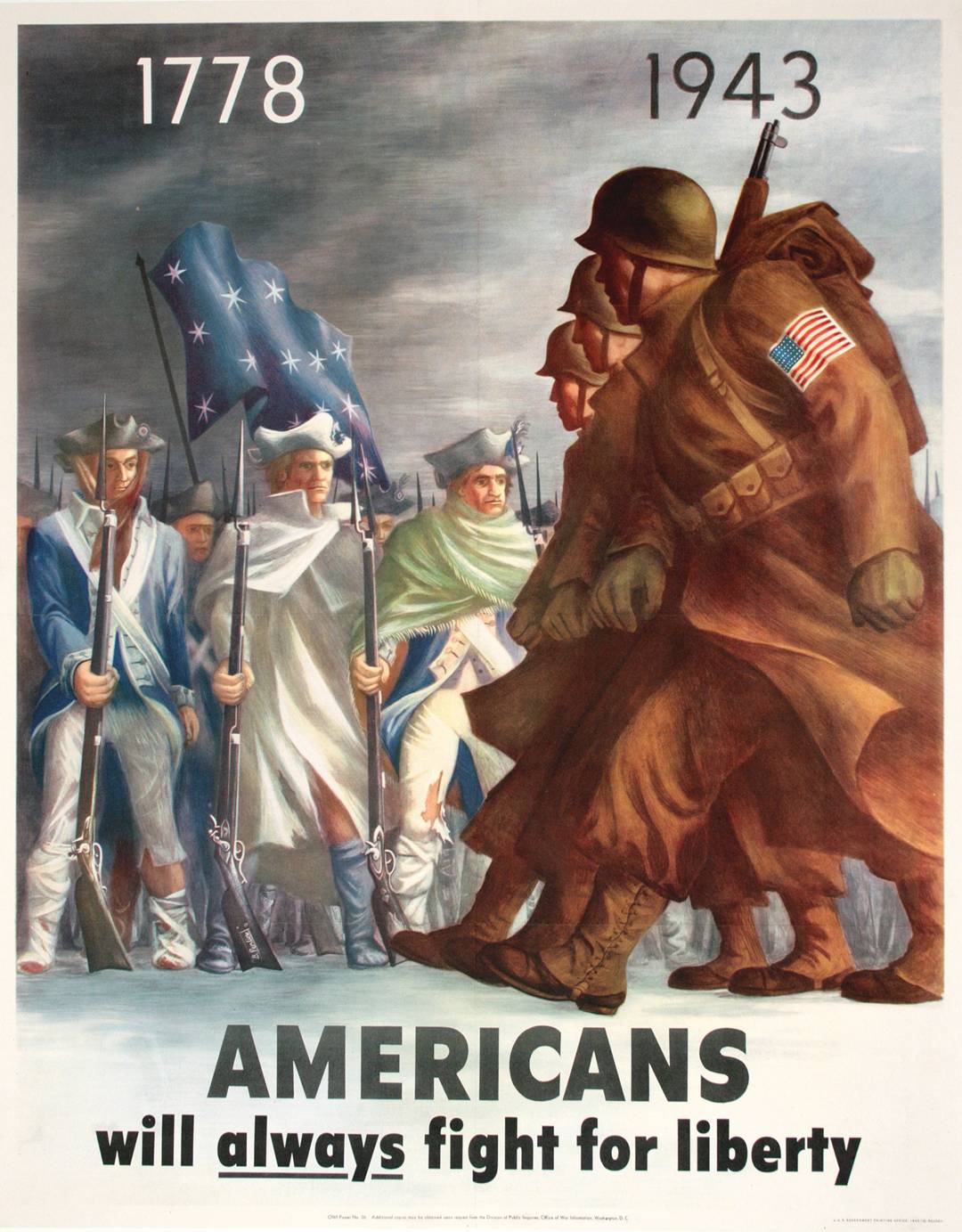 Original WWII 1943 Poster - Americans Will Always Fight for Liberty by Ralph Perlin