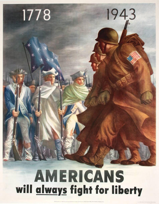 Americans Will Always Fight for Liberty by Bernard Perlin Original Vintage WWII Poster