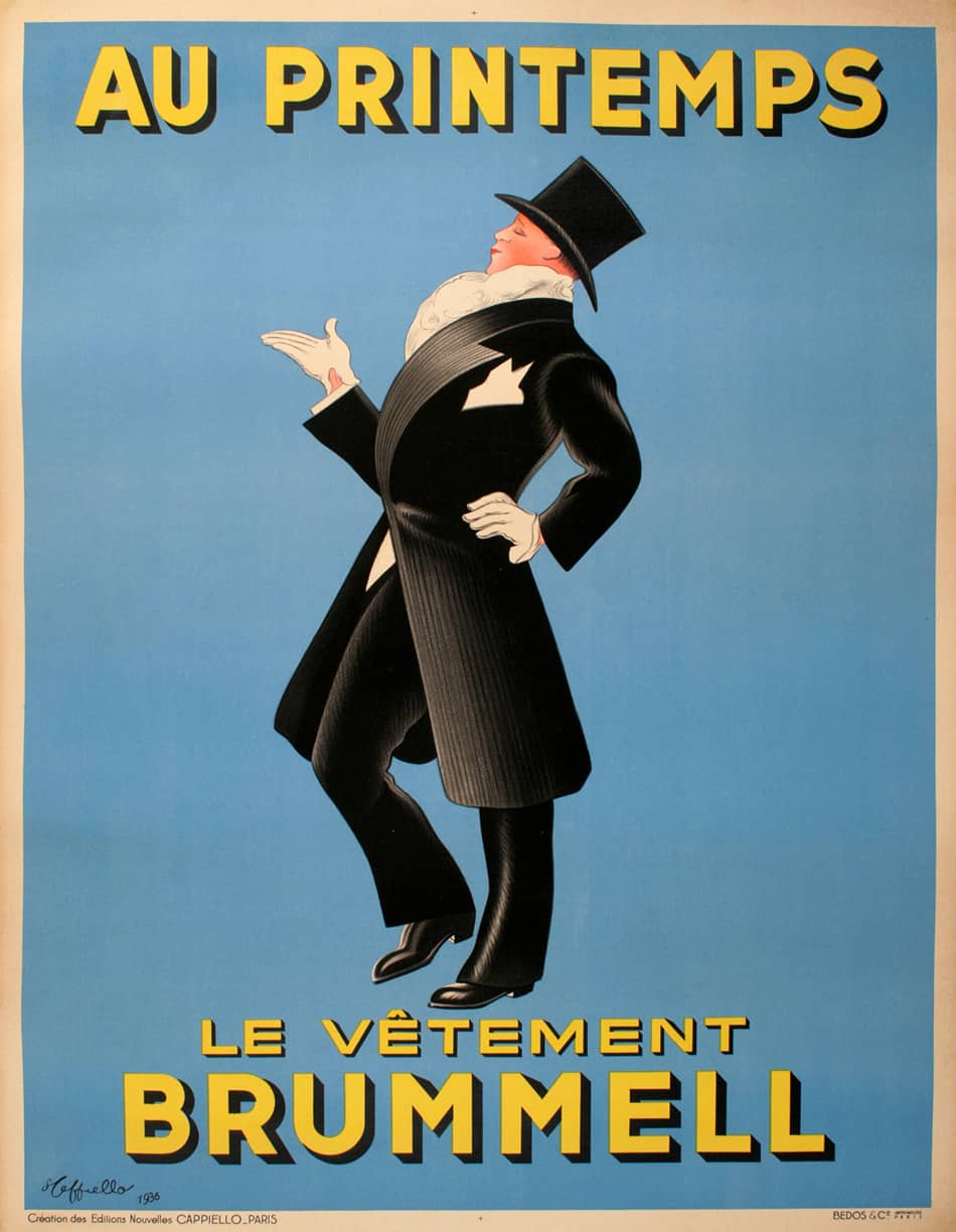 Original Cappiello Poster for Men's Clothing - Brummel 1936