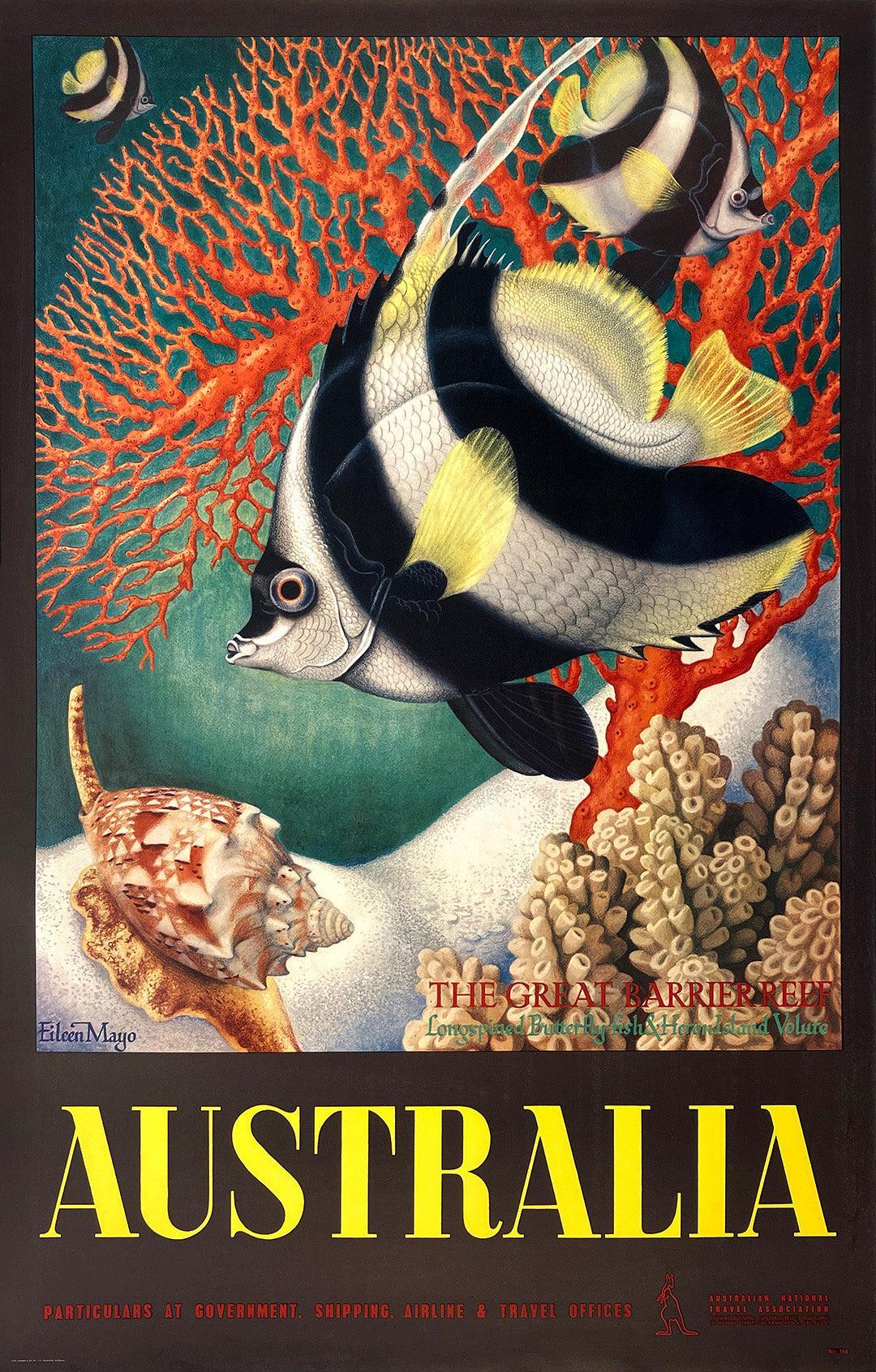 Original Vintage Poster for Australia - The Great Barrier Reef by Eileen Mayo C1955.