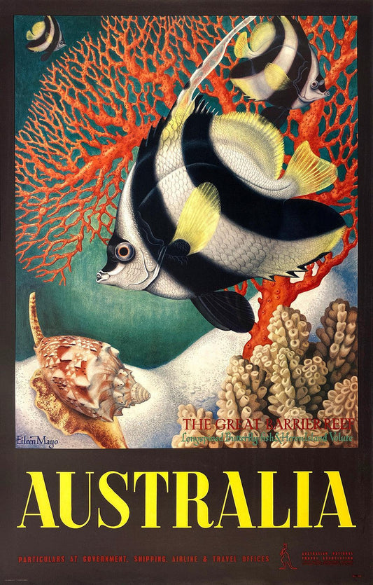 Original Vintage Poster for Australia - The Great Barrier Reef by Eileen Mayo C1955.