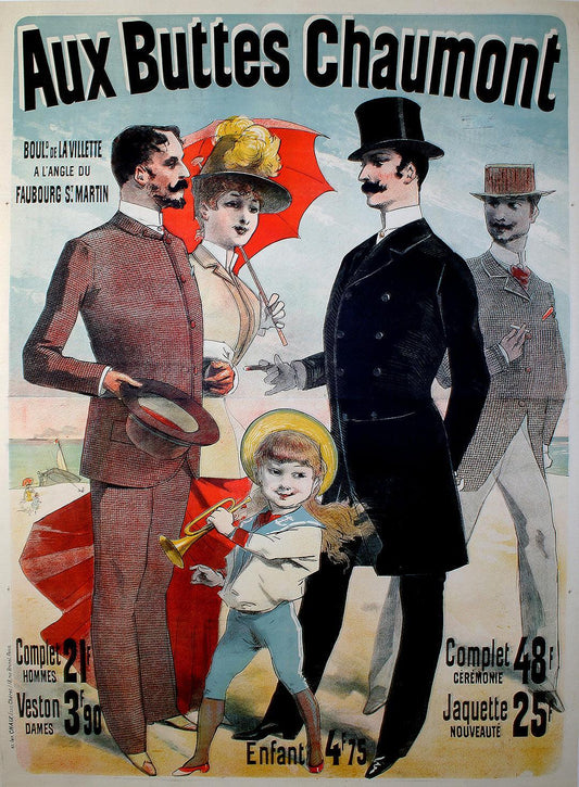 Aux Buttes Chaumont Poster 1888 by Jules Cheret Men's Fashions Large