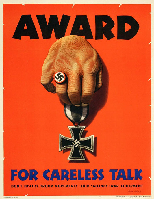 Original Vintage WWII Poster by Steve Dohanos - Award for Careless Talk c1943