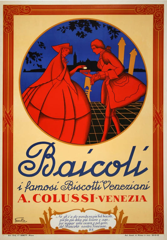 Italian Original Vintage Poster for Baicoli Biscotti by Emka 1949