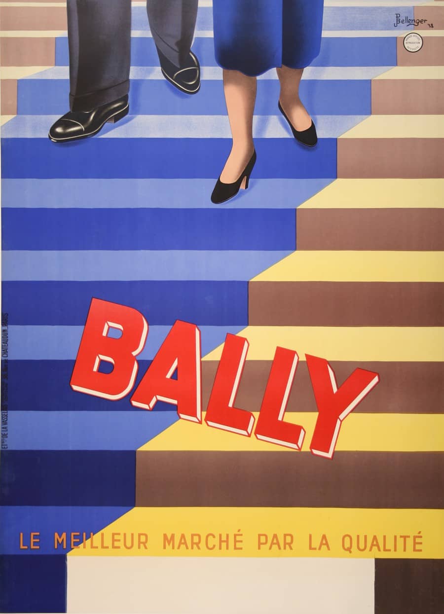 Original Bally Poster 1938 by Bellenger - Feet and Stairs