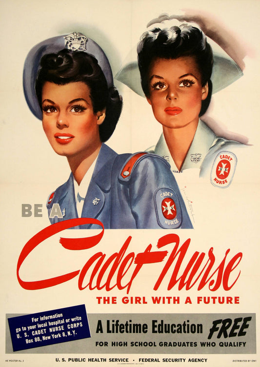 Original American WWII 1944 Poster By Jon Whitcomb - Be A Cadet Nurse 1944