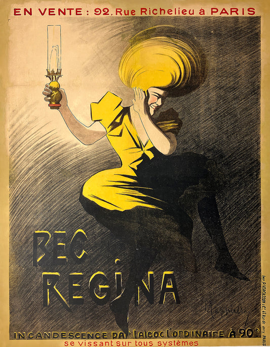 Original Vintage Leonetto Cappiello Bec Regina Poster for Lamps C1905