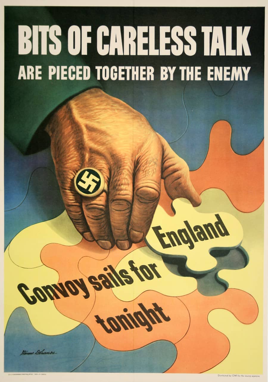 Original American WWII 1943 Poster by Steven Dohanos - Bits of Careless Talk - Small Size