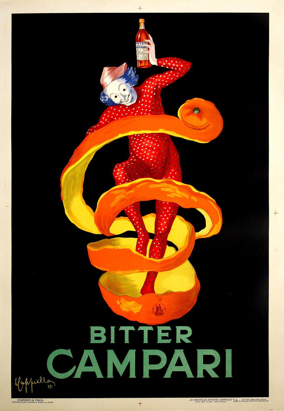 Original Leonetto Cappiello Bitter Campari Vintage Poster 1921