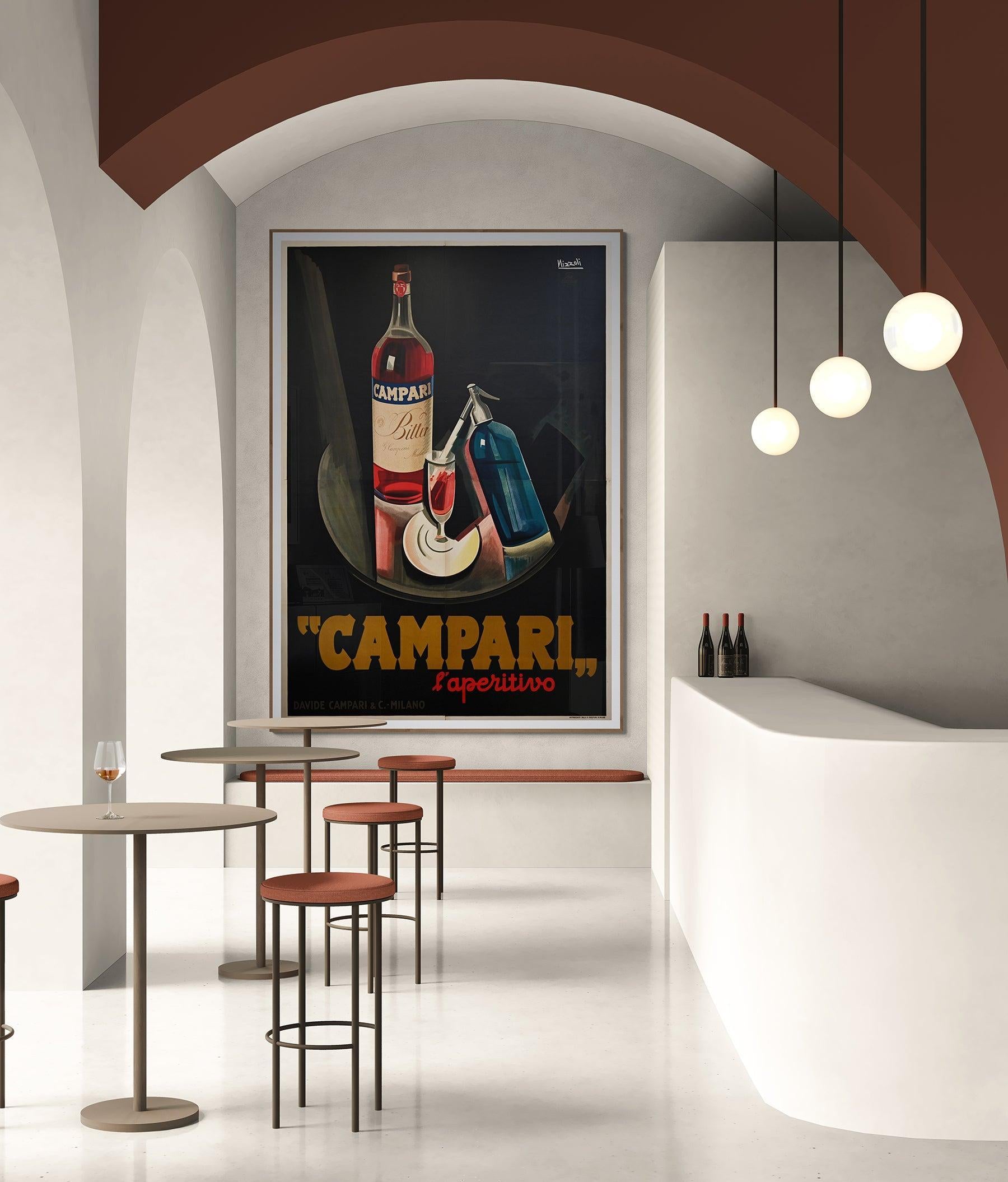 額縁付きポスター画　campari Original Vintage Italian Campari Poster by Nizzoli 1926 Large Format