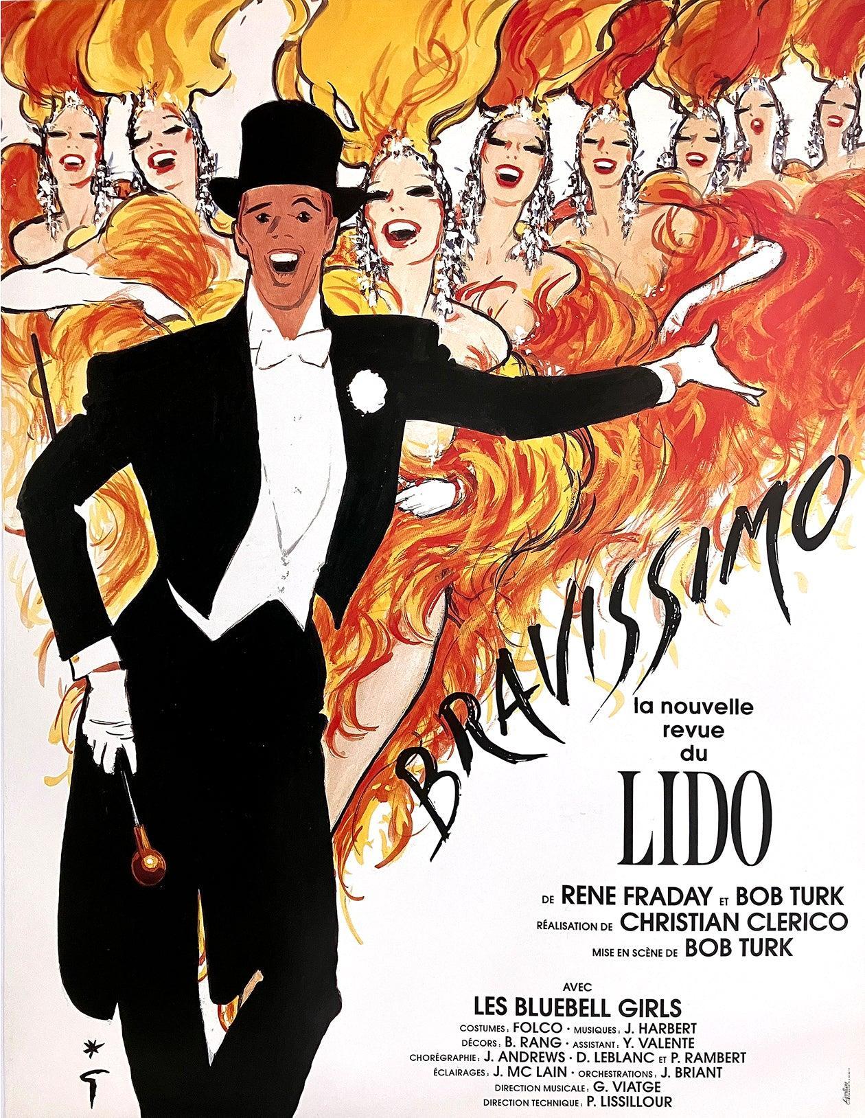 Original Vintage Rene Gruau Bravissimo Lido Poster C1990