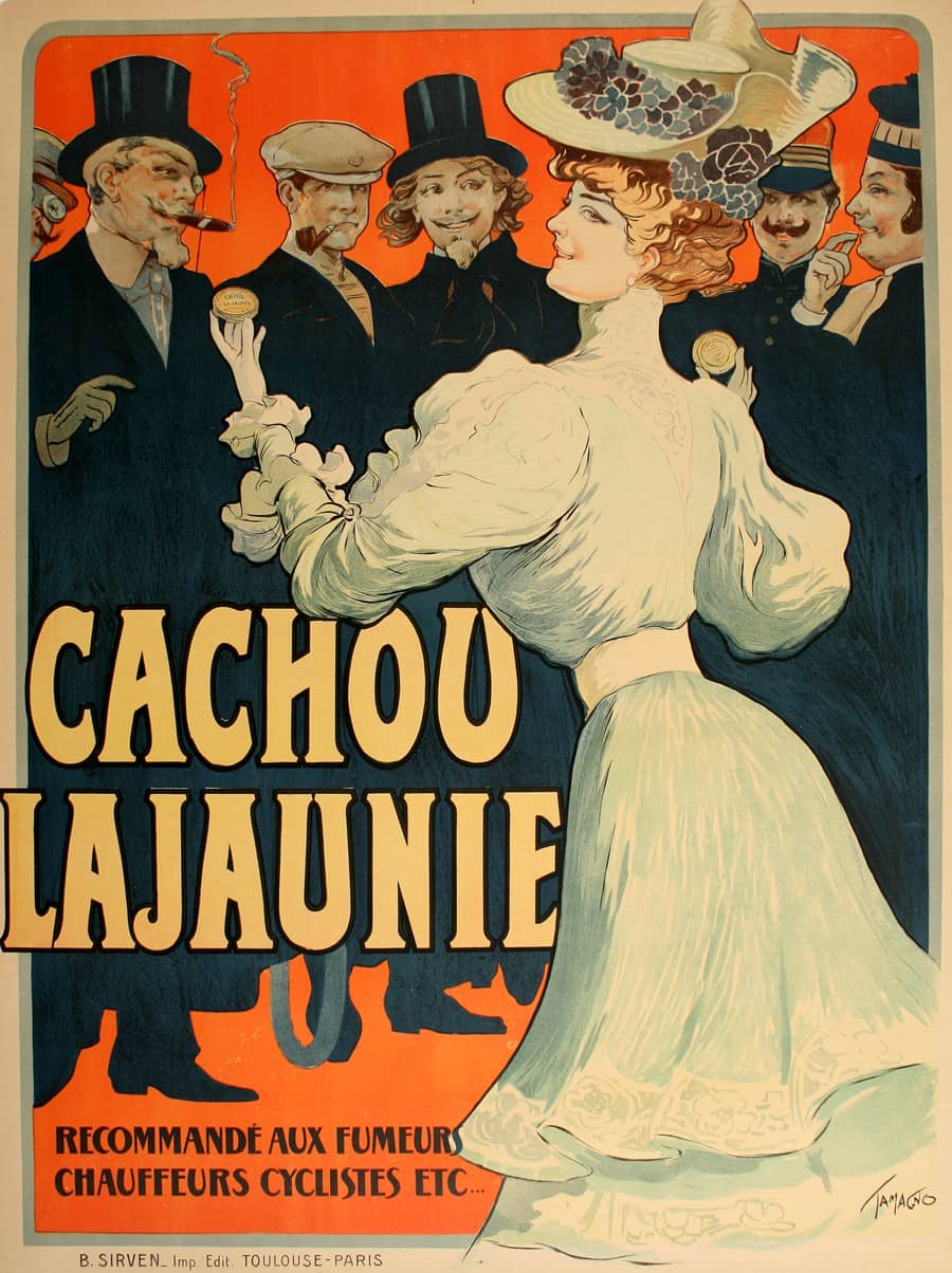 Original Cachou Lajaunie Vintage Art Nouveau Poster 1905 by Francisco Tamagno