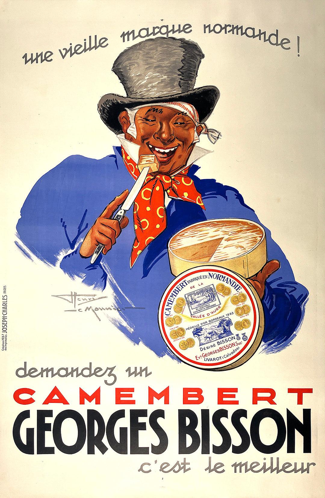 Original French Camembert Georges Bisson Poster 1937 by Henri LeMonnier