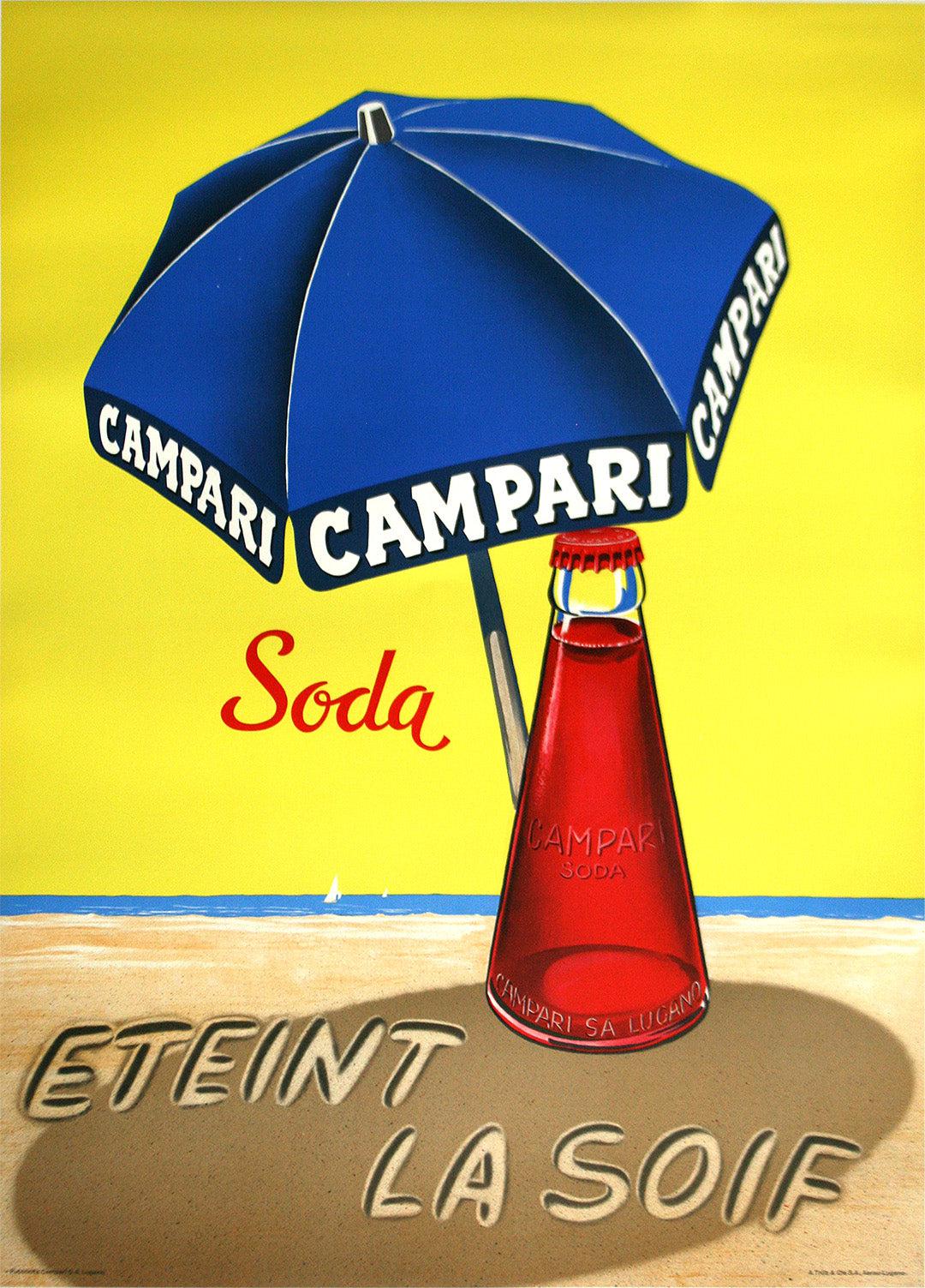 Original Vintage Campari Soda Poster Eteint la Soif by Traub 1963