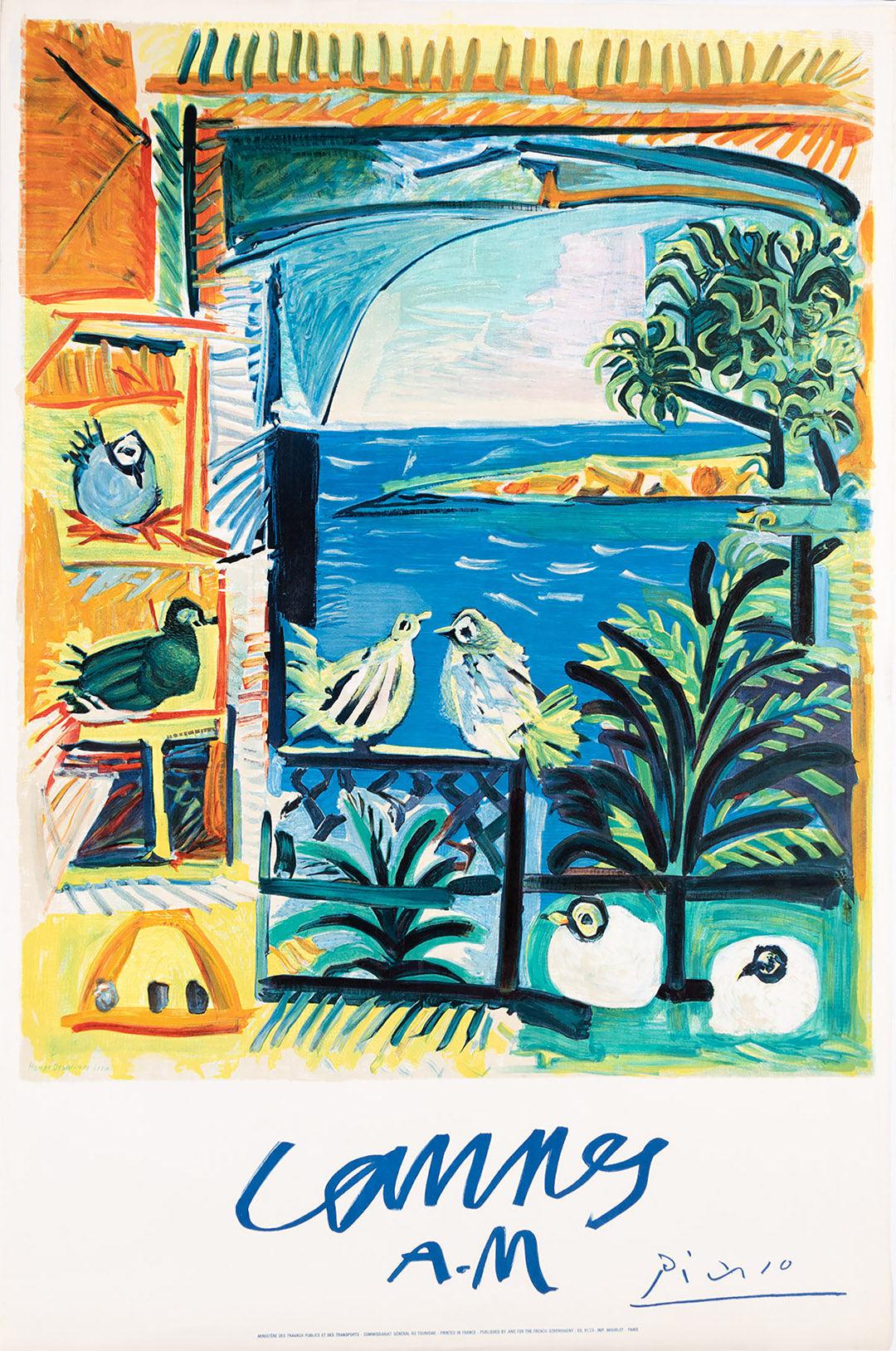 Original Vintage Cannes A.M. Pablo Picasso Travel Poster 1961