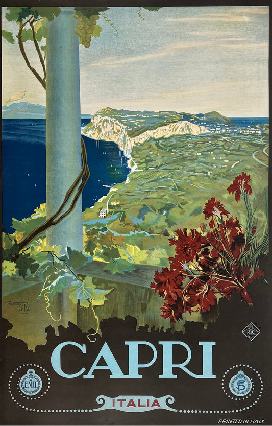 Original Vintage Capri Italia Poster by Mario Borgoni c1928